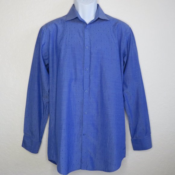Adrienne Vittadini* Men's Long‎ Sleeve Button Down Curved Hem Slim Shirt~ Medium - Picture 1 of 12